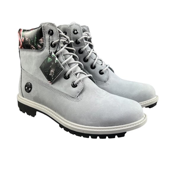Timberland Women's Heritage 6" Waterproof Medium Grey Floral Boots Sizes 6 - 11 - Picture 4 of 9